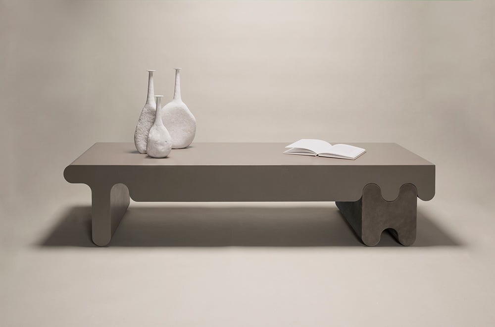 Ossicle leather coffee table by Francesco Balzano x Giobagnara