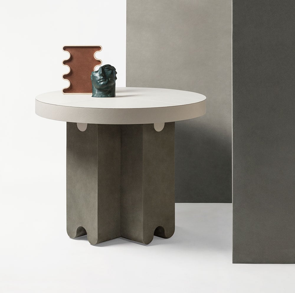 Ossicle leather side table by Francesco Balzano for Giobagnara
