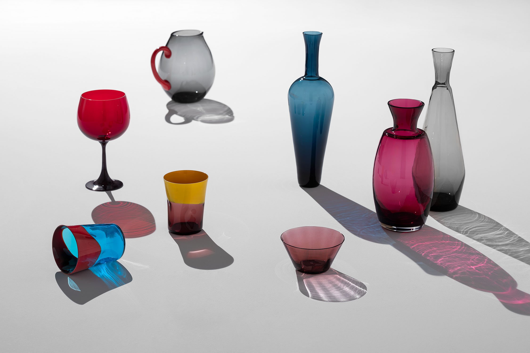 NasonMoretti colourful glass tableware and decorative objects